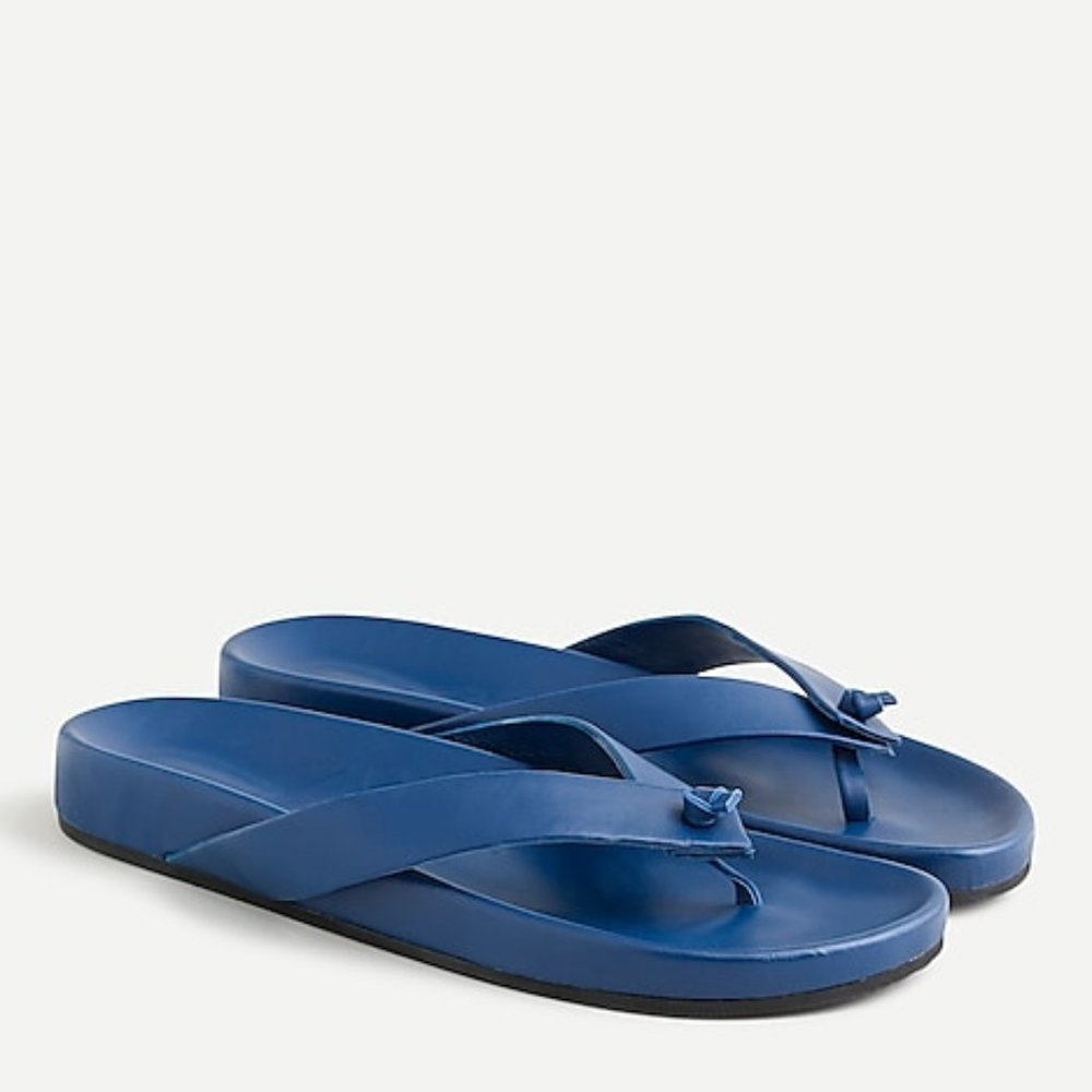 J.Crew Pacific Leather Thong Sandals 9.5 Tropical Cove Blue NIB